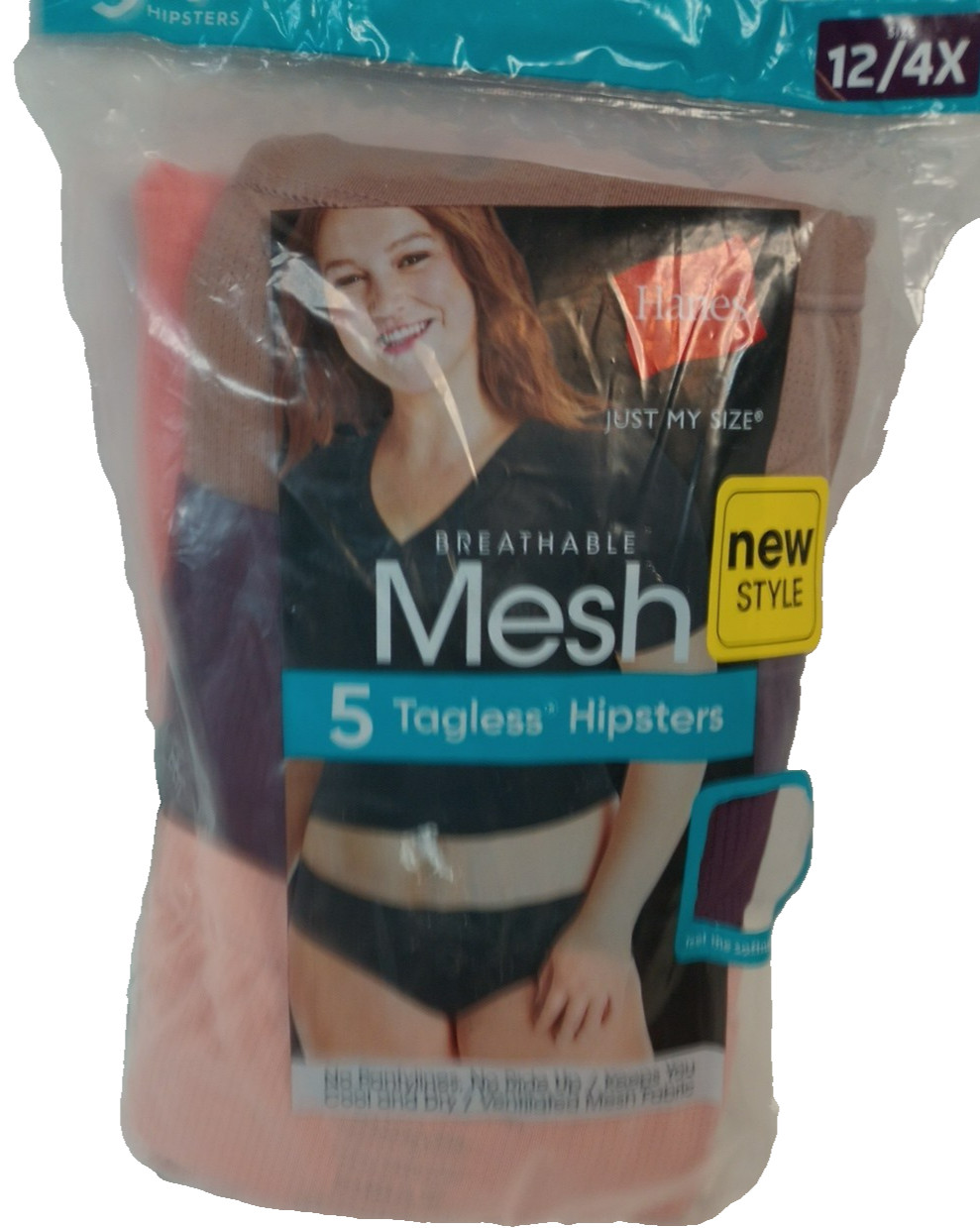 HANES Just My Size Mesh Hipsters Underwear Panties Size 12/4x Package of 5 New