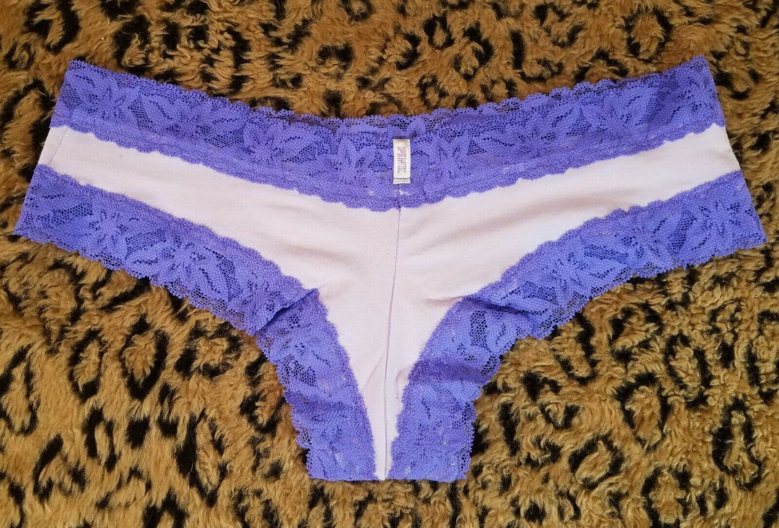 Victoria’s Secret PINK Gold Glitter Logo Purple Lace Cheekster S Sexy