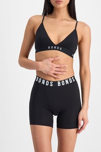 Bonds Women’s Boxer Briefs 3-Pack Mid-Length Soft Cotton Black Size Large