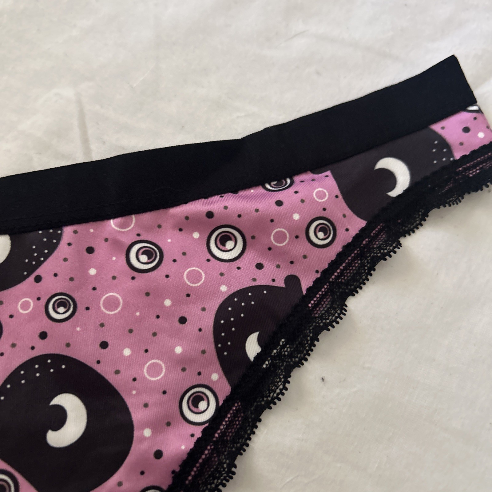 Morvia Halloween Emo Goth Punk Biker Eye Panties Underwear Lace Plus Size Medium