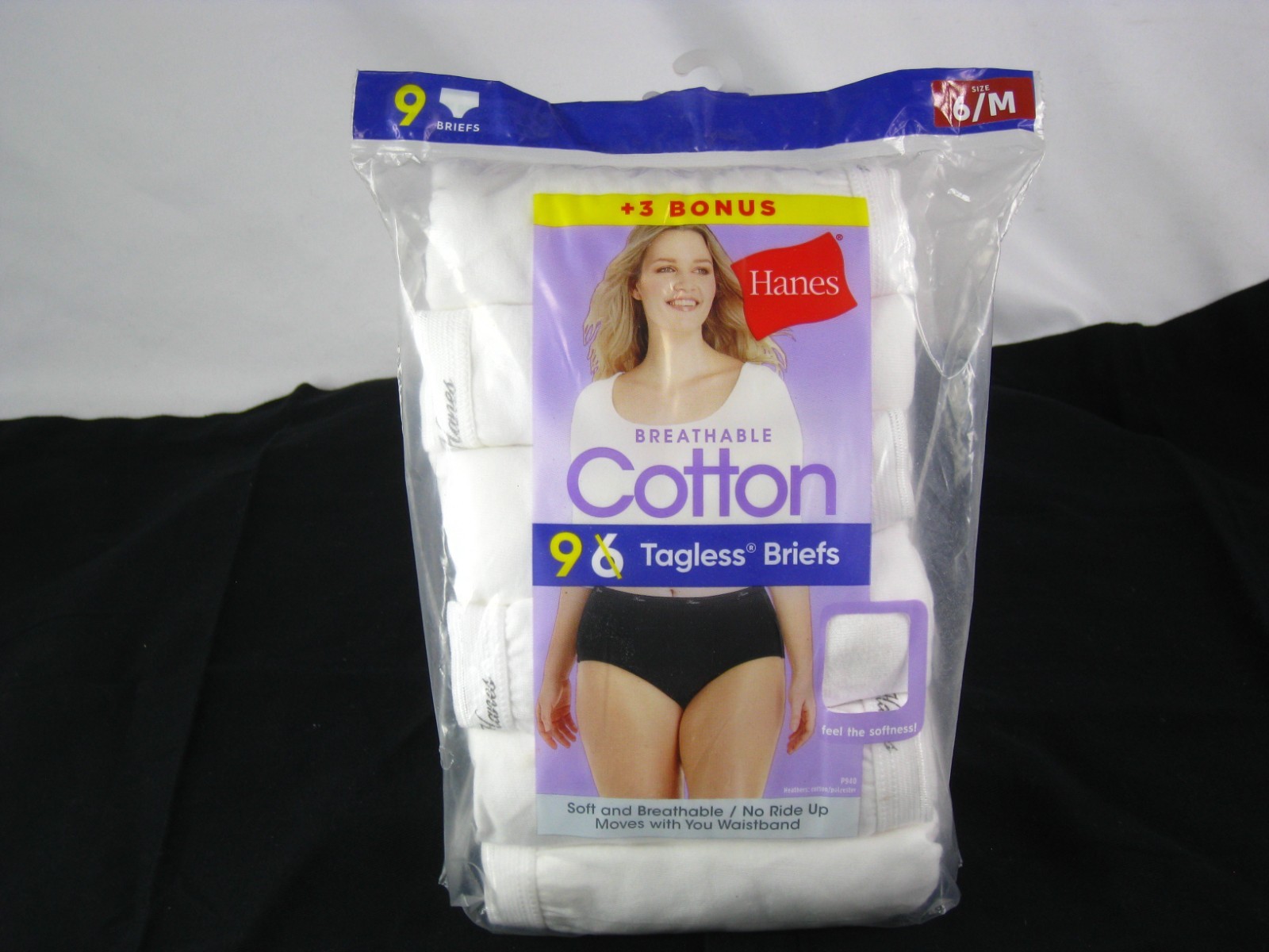 Hanes Breathable Cotton Tagless Briefs 9pk Women Size 6/M No Ride Up Waistband