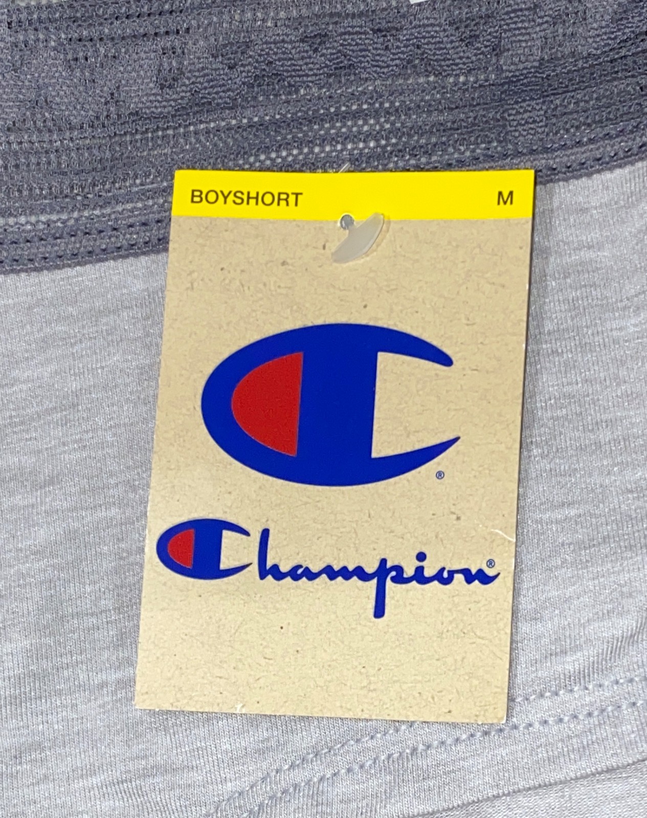 CHAMPION Wide Lace Logo Waistband Grey Girl BoyShort Panty Womens S M L XL 2XL