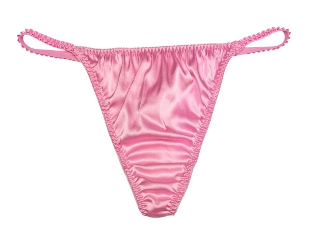 Classic Satin String Thong Pink M