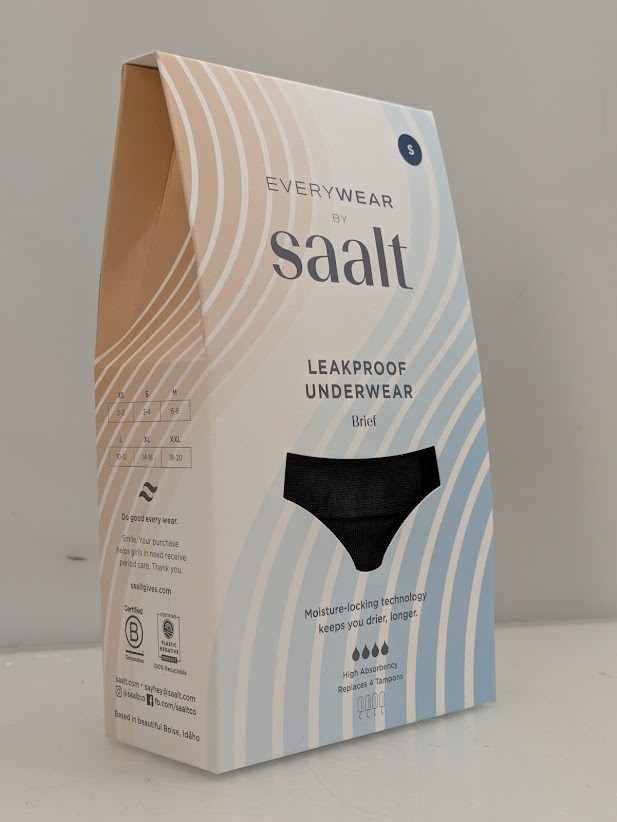 Everywear by Saalt Black Leakproof Underwear Women’s Small (2-4) Brief Cotton