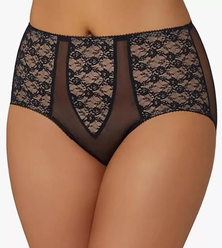 $42 DITA VON TEESE SHEER WITCHERY HI-CUT BRIEFS BLACK/NUDE PANTIES SIZE S