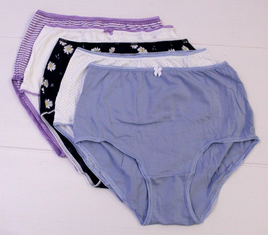 Ex M & S Ladies 5 Pack Cotton Lycra Full Briefs Knickers Underwear Size 10 to 24