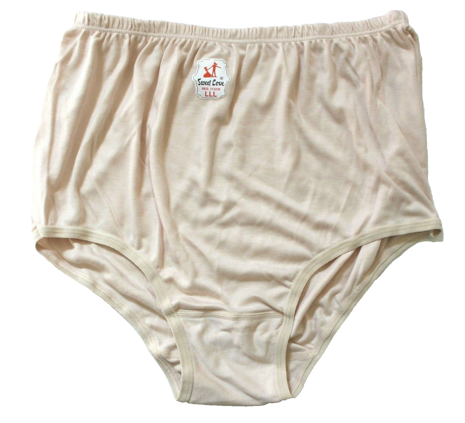 Sweet Love Vintage Style Elastic Waist & Hip Granny Panty Neutral Color Size 3L