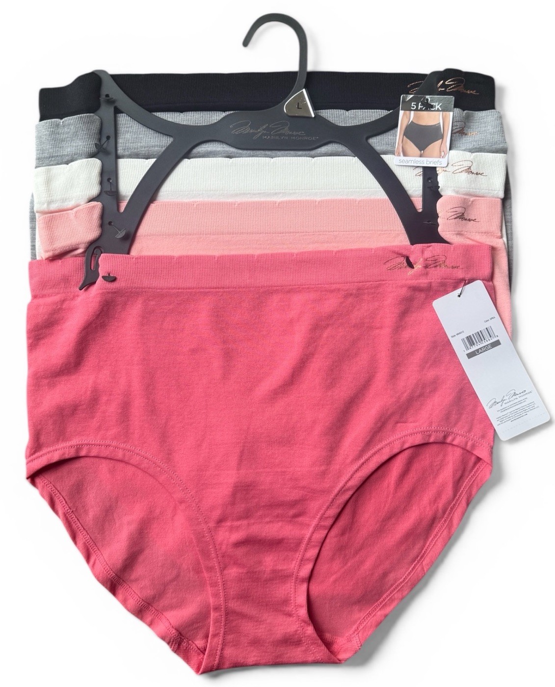 Marilyn Monroe 5-Pack Women’s Brief Panties Size Large Soft Stretch Comfort NWT