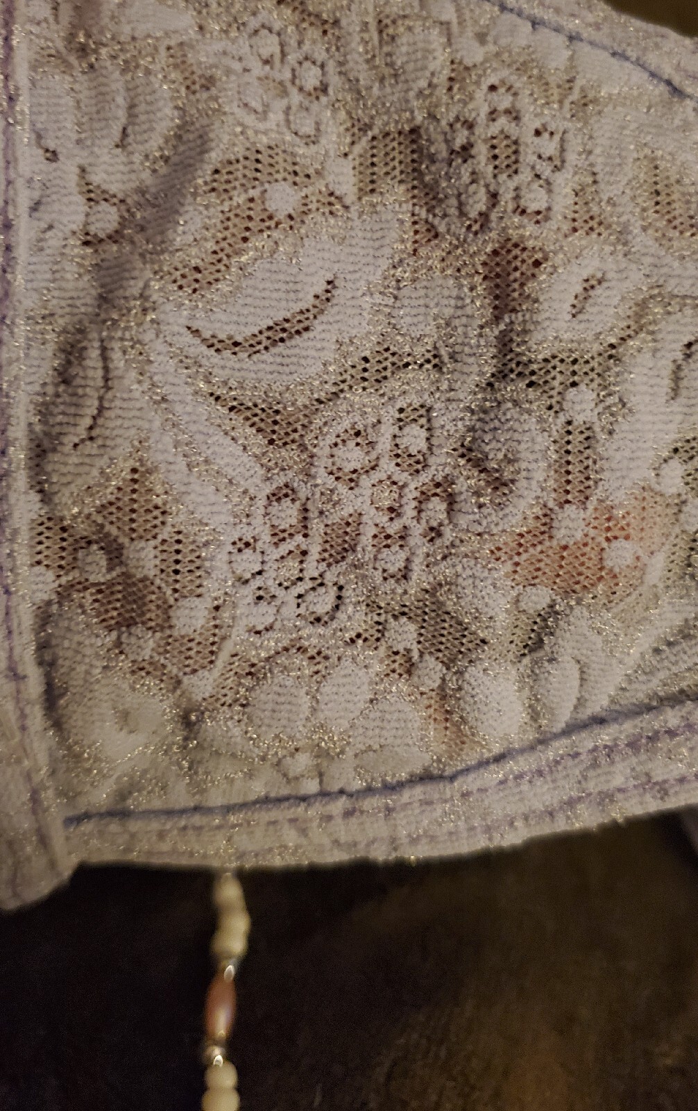 Zamba Fashion Purple Lace Beaded Thong Panty NWT Woman’s Size S/M