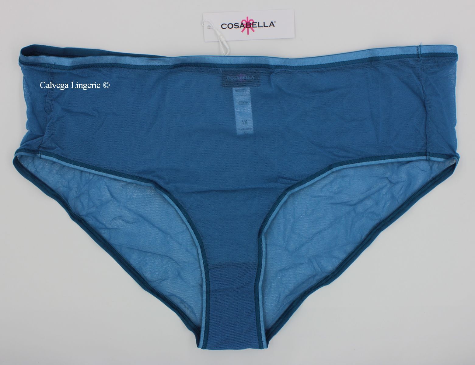 NWT COSABELLA SOIRC0731P “Soire Confidence” Mesh Boyshorts, Blue Italy, Plus