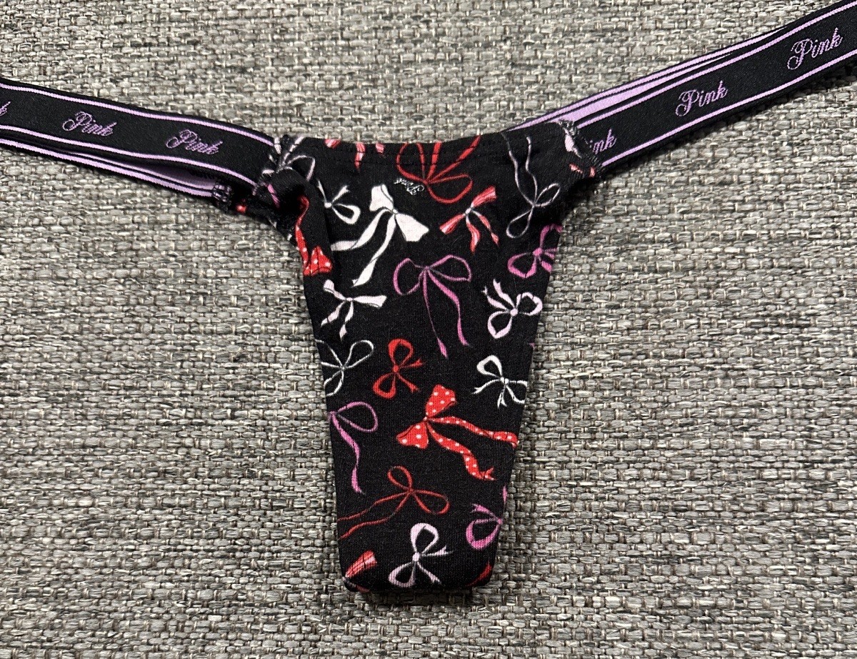 PINK Victoria’s Secret Extra Low Rise Thong Panty Ribbon Design XS NWT