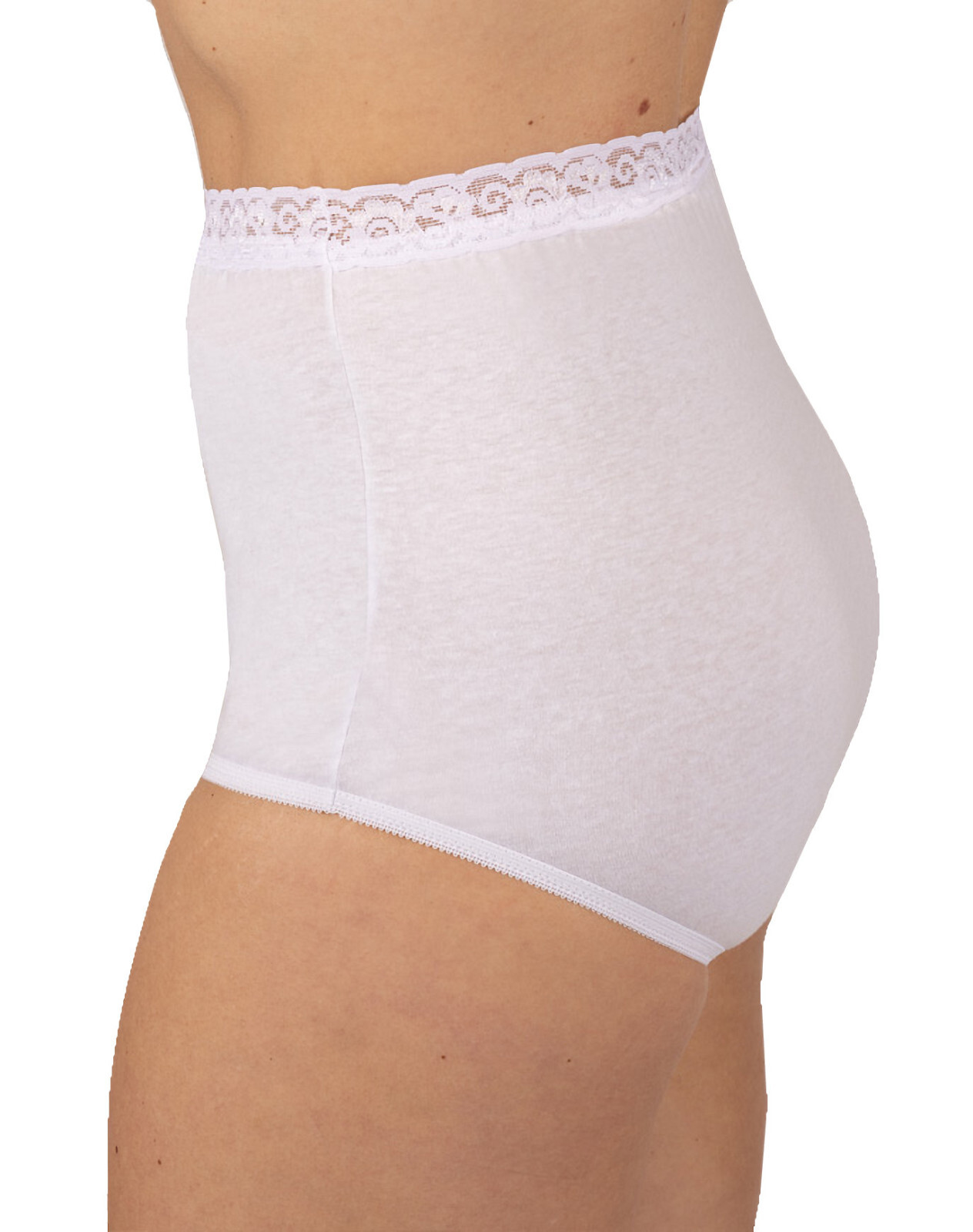 Dixie Belle Womens Underwear 15 White Cotton Brief Panties with Lace Waist 3 Pak