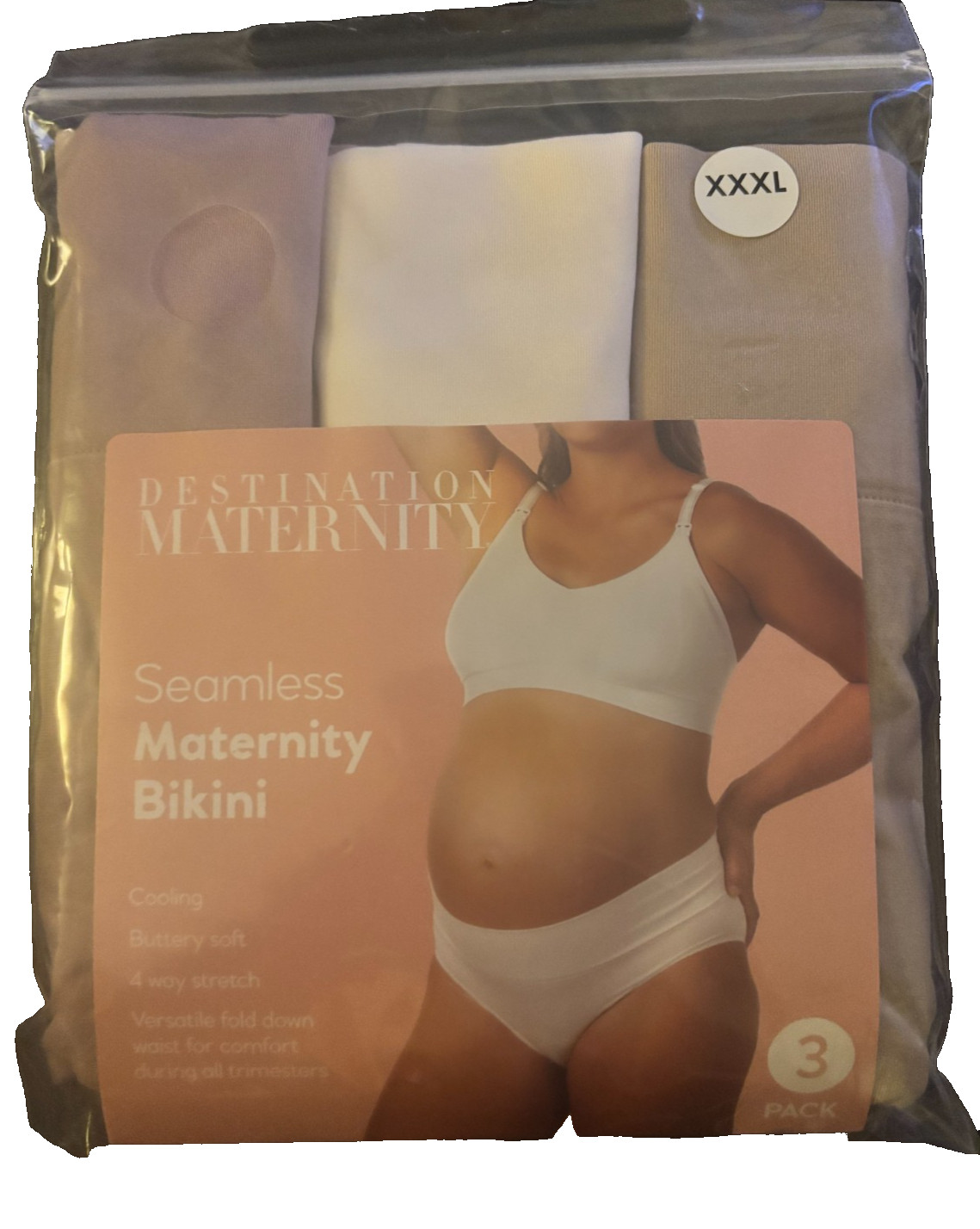 Destination Maternity Seamless Maternity Bikini 3 Pack Nude XXL
