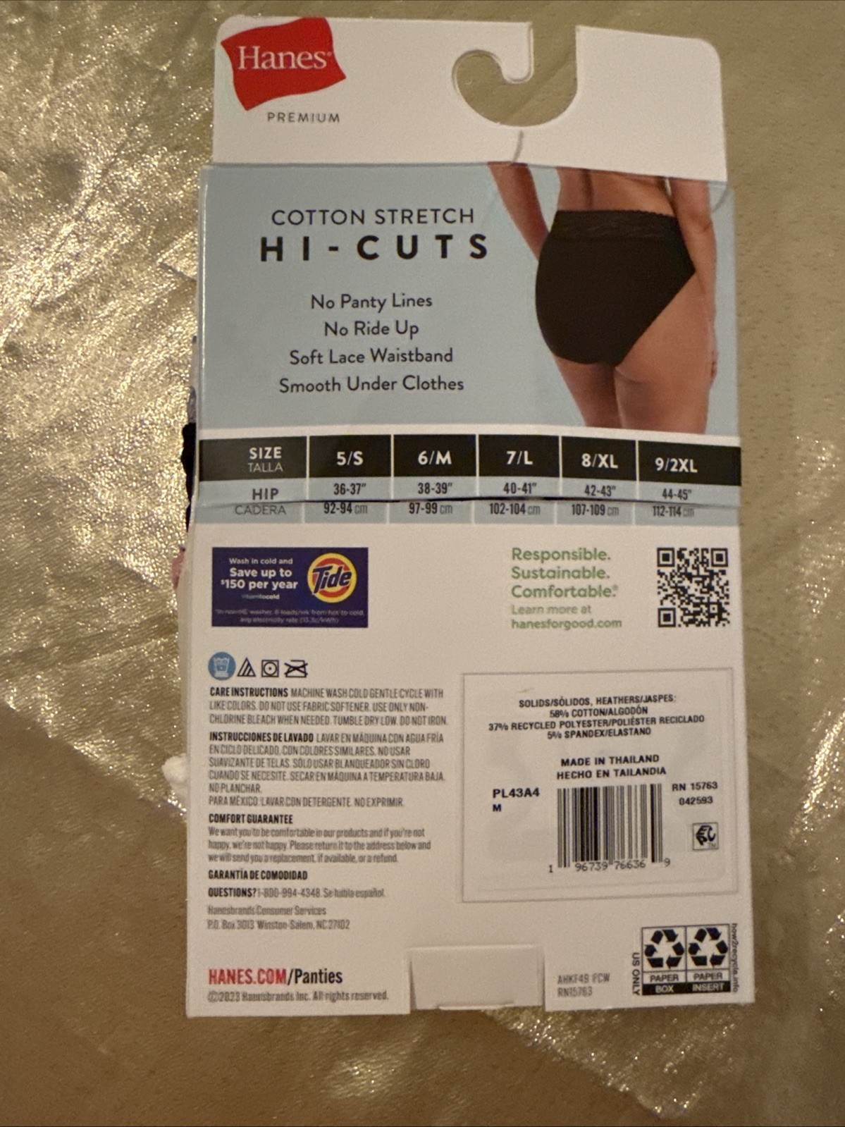 NWT Hanes Premium 4 Pair Cotton Stretch No Pinch No Dig Lacy Hi-Cuts Size 6/M