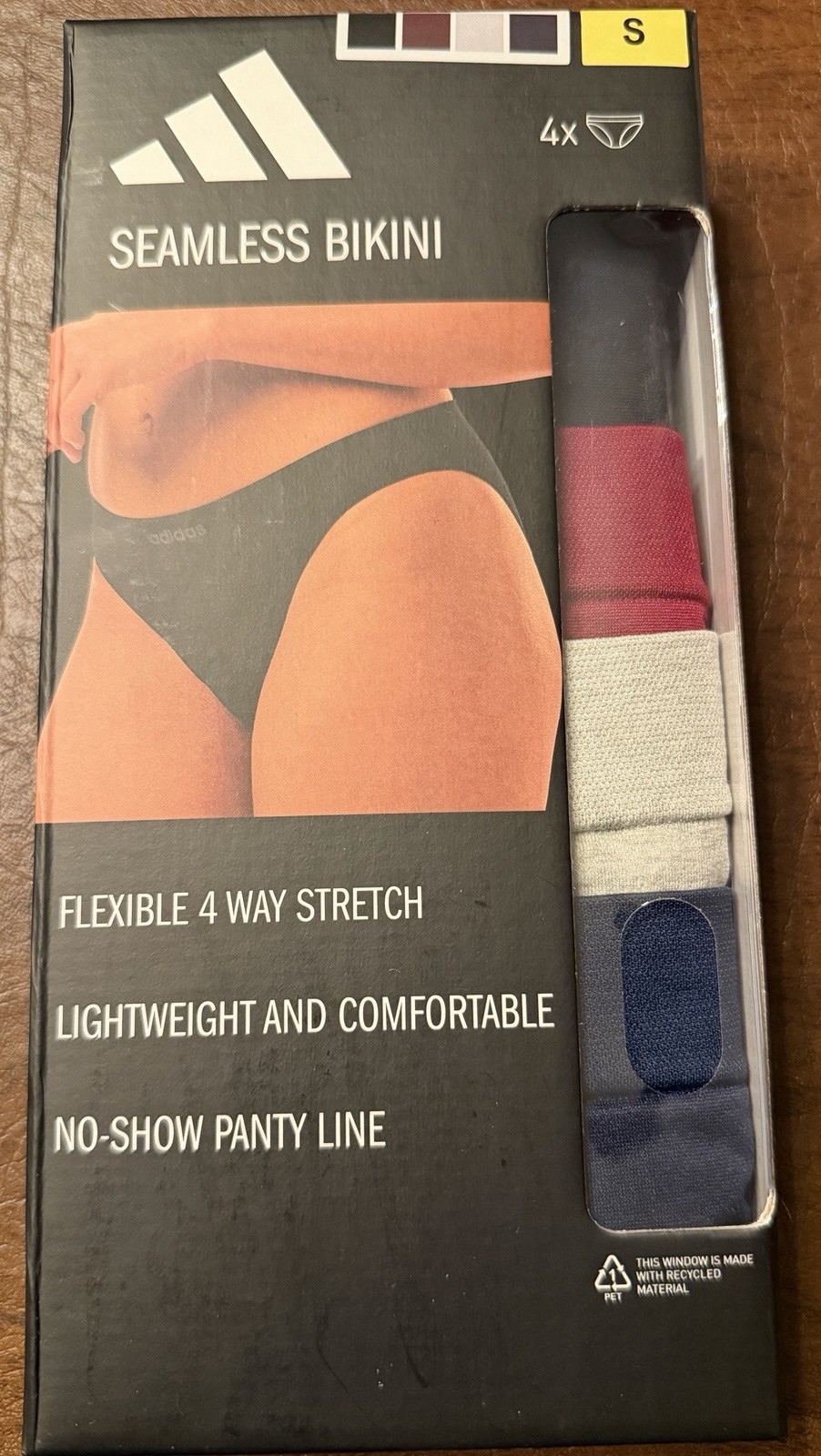 NWT Women’s Adidas 4 Pack Multicolor Seamless Bikini Underwear, Size Small (S)