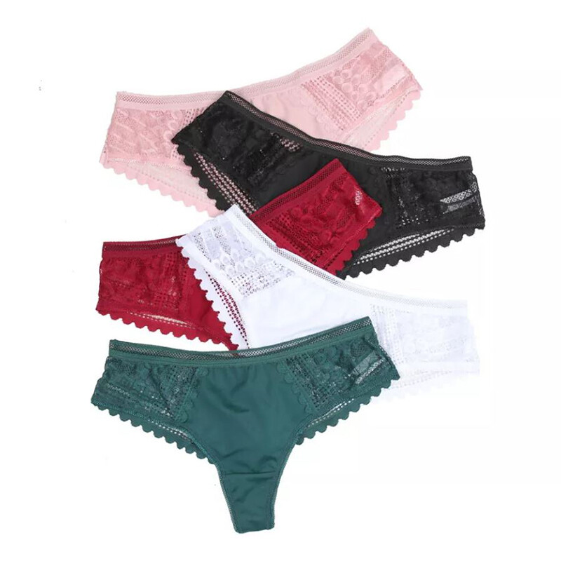 5 Pack Lot Sexy Womens Lace See Through Panties G-string Thongs Bikini Underwear