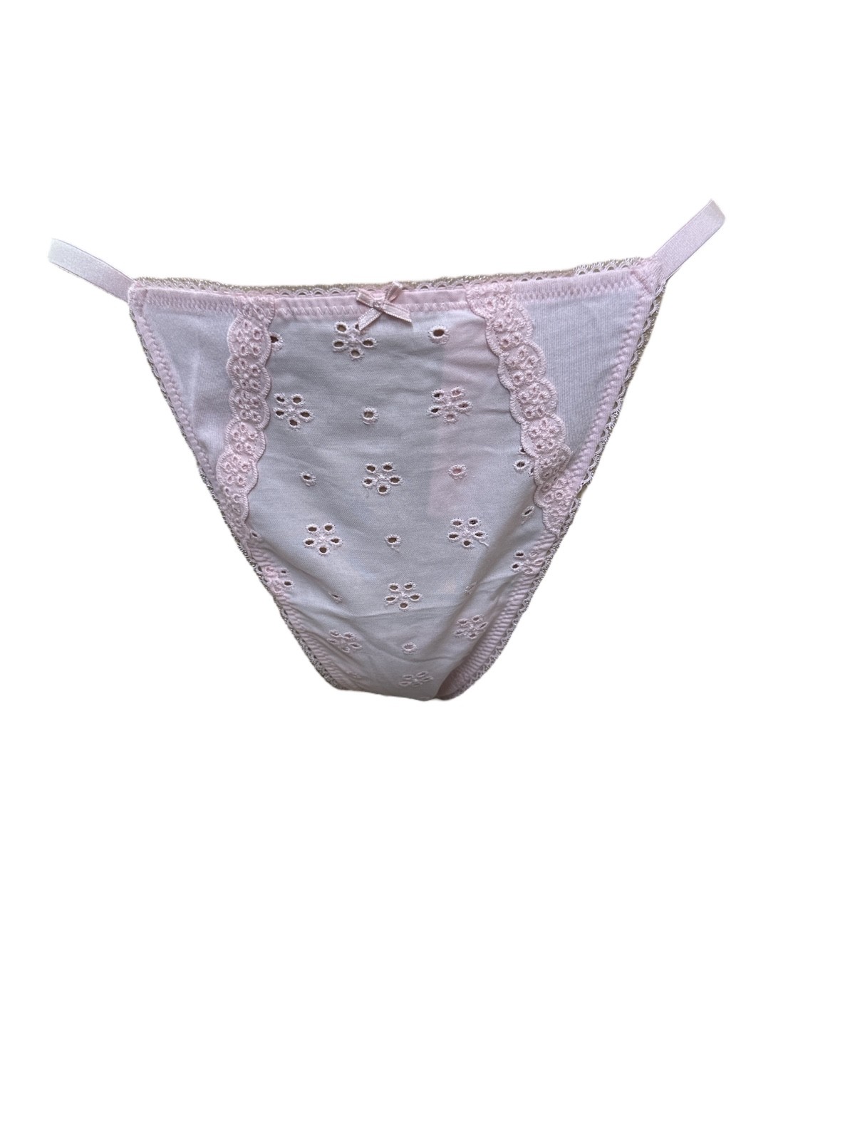 Victoria’s Secret Stretch Cotton Eyelet V-String Panty Color Pink NWT
