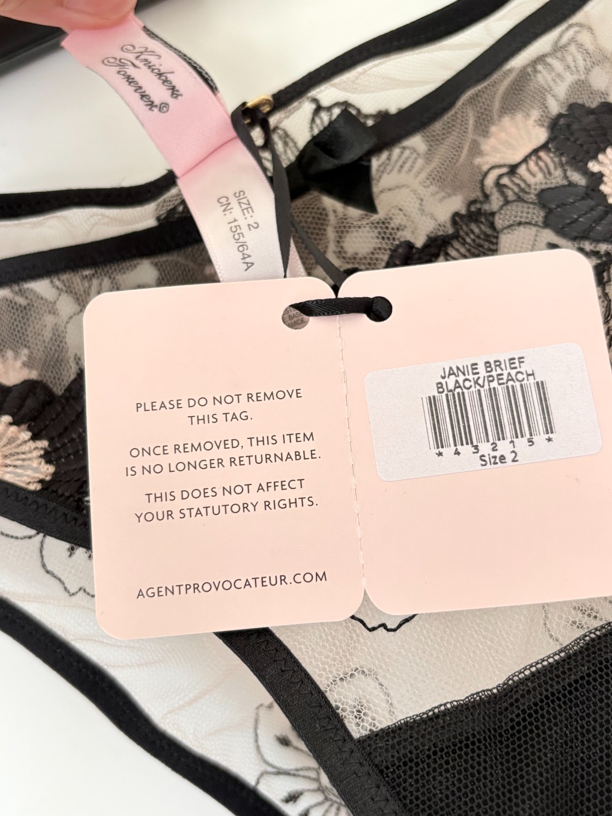 NWT Agent Provocateur JANIE Brief 2 Small Black/Beige Boudoir Dark Romance