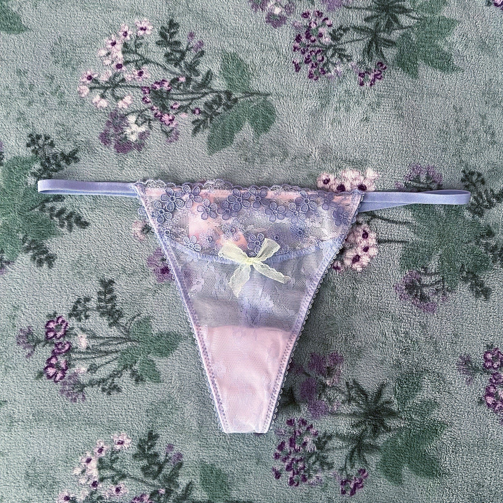 RARE Victoria’s Secret Forest Fairy Lavender Purple Lace Sheer Floral Panty 💜