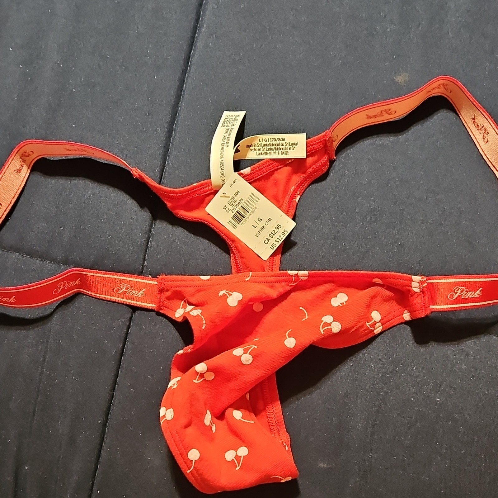 New Pink Thong with Cherries Women’s Size Large