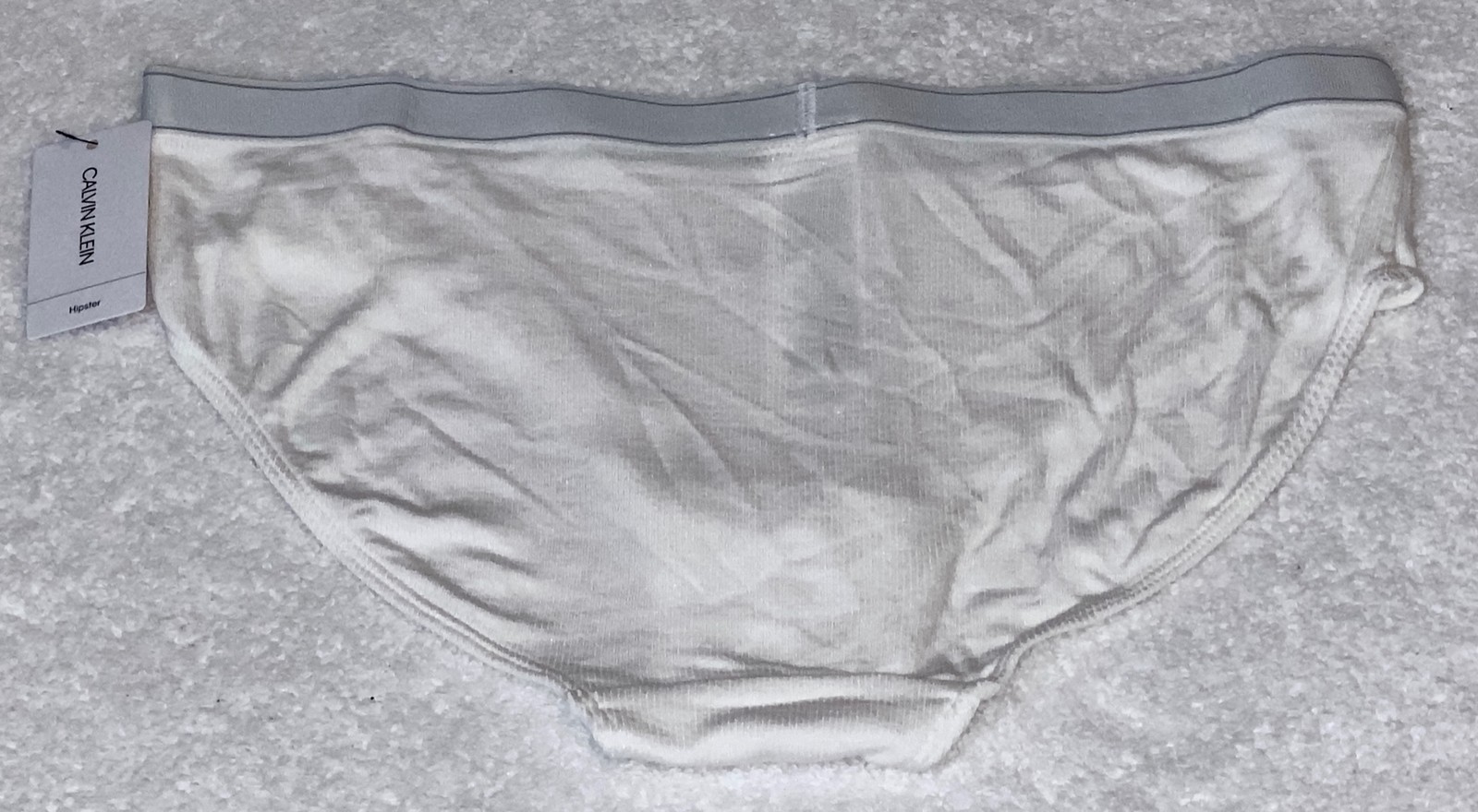CALVIN KLEIN Pure Ribbed Soft Modal White Grey Hipster Panty Womens S 5 L 7 XL 8