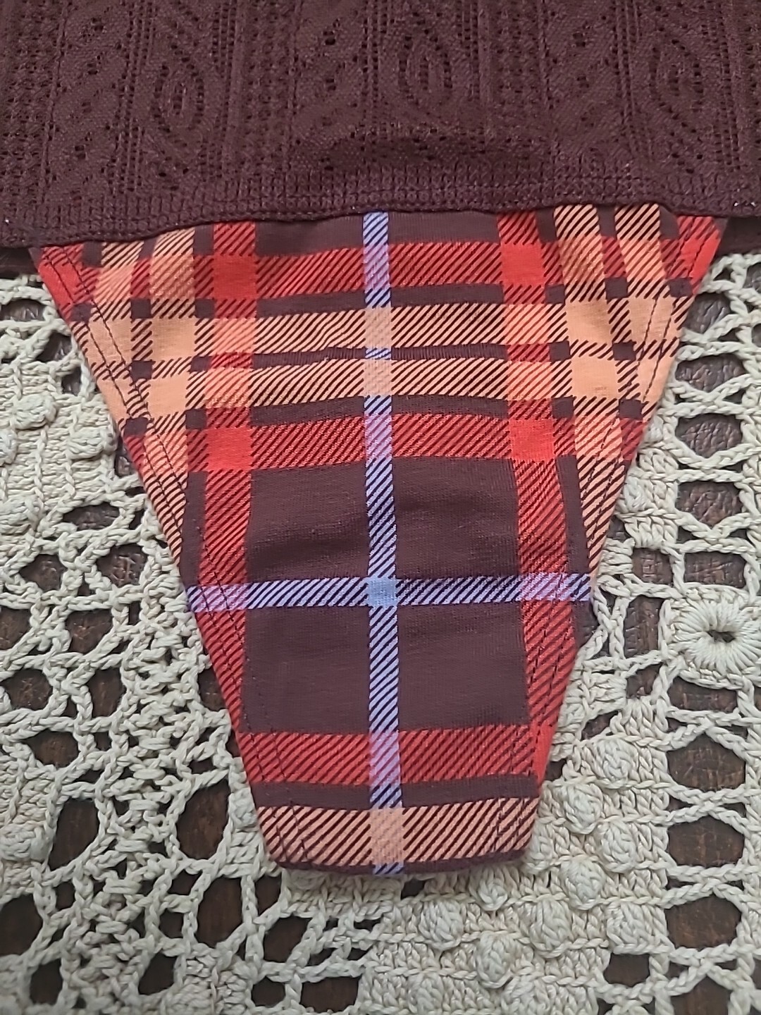 AERIE Extra Wide Lace & Plaid SeXy Slinky Thong Tanga Panty Medium New With Tag