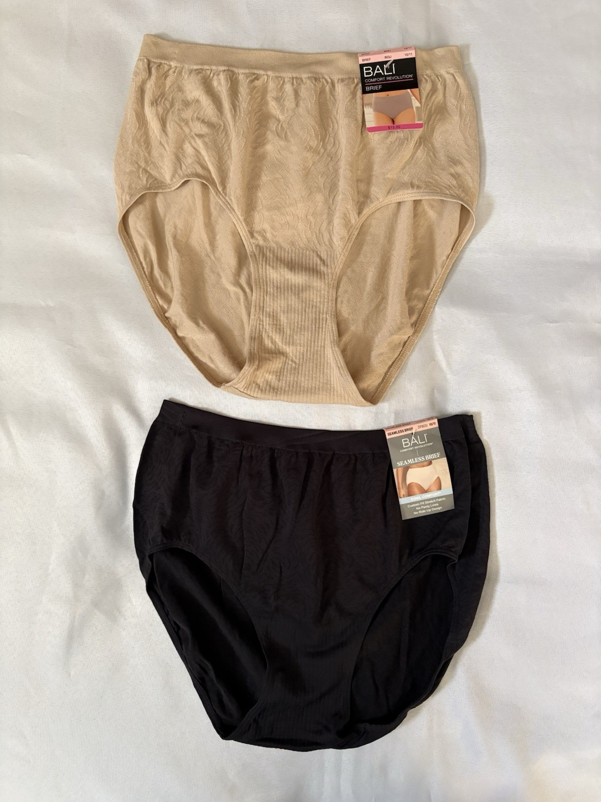 NEW Bali Comfort Revolution Bali Briefs Style 803J Size 10/11 Multicolor 2 Pair