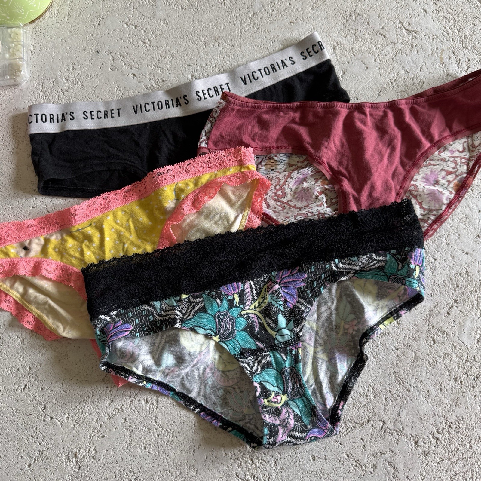 Victoria’s Secret Lot Of 4 Mixed Style Panties Sz Small Y2K Cute Whimsy Fairy