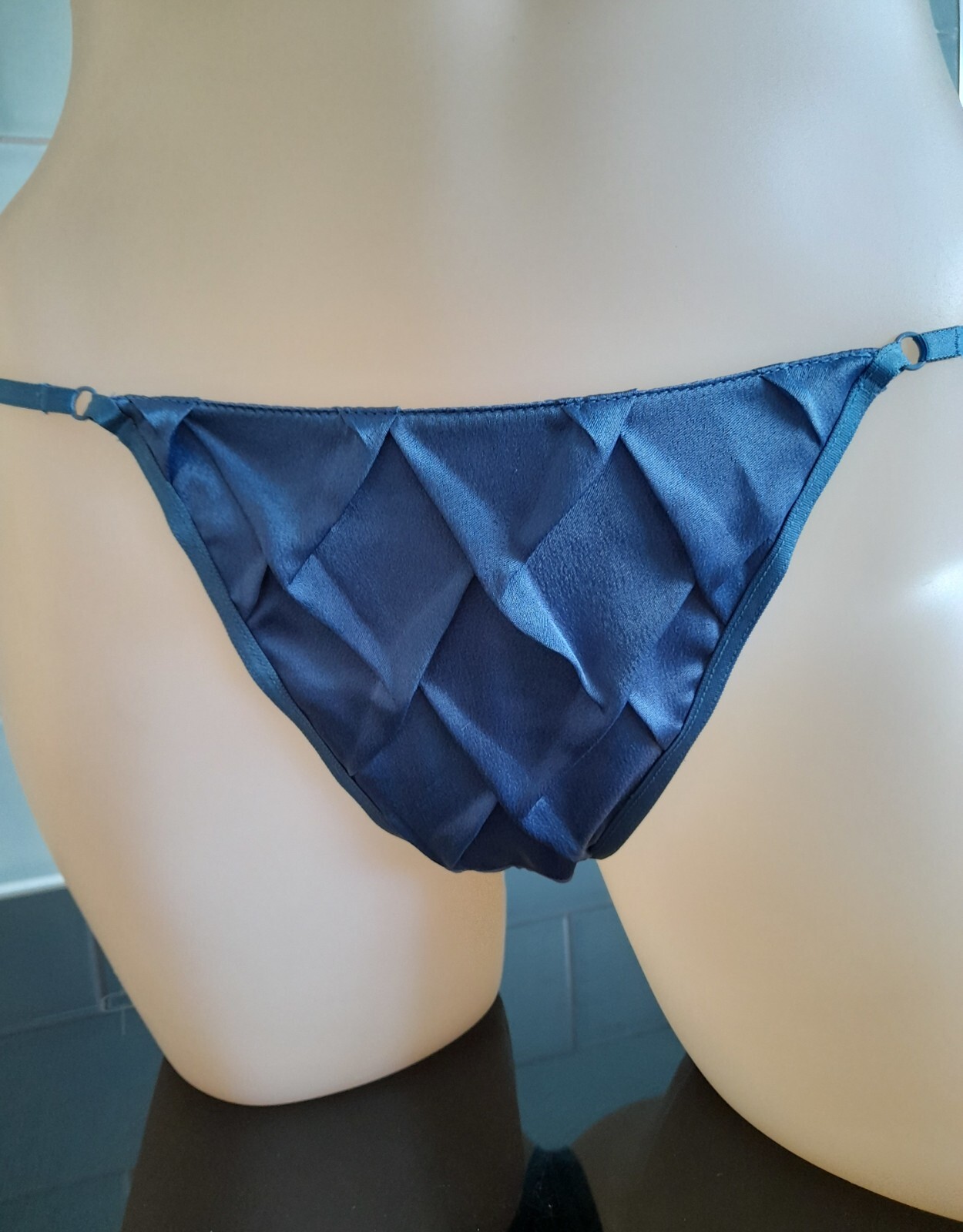 Ravage Blue Diamond Pleated Collection R44632-049-1,2 3 or 4, String Sided Thong