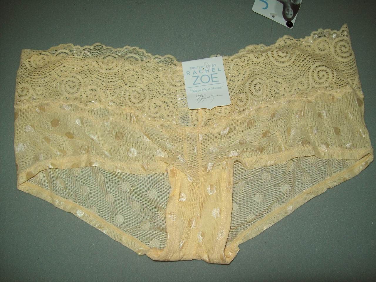 NWT JOCKEYNYLON SPDX LACE HIP HUGGER HIPSTER PANTIES RACHEL ZOE 2065 707 YLW L