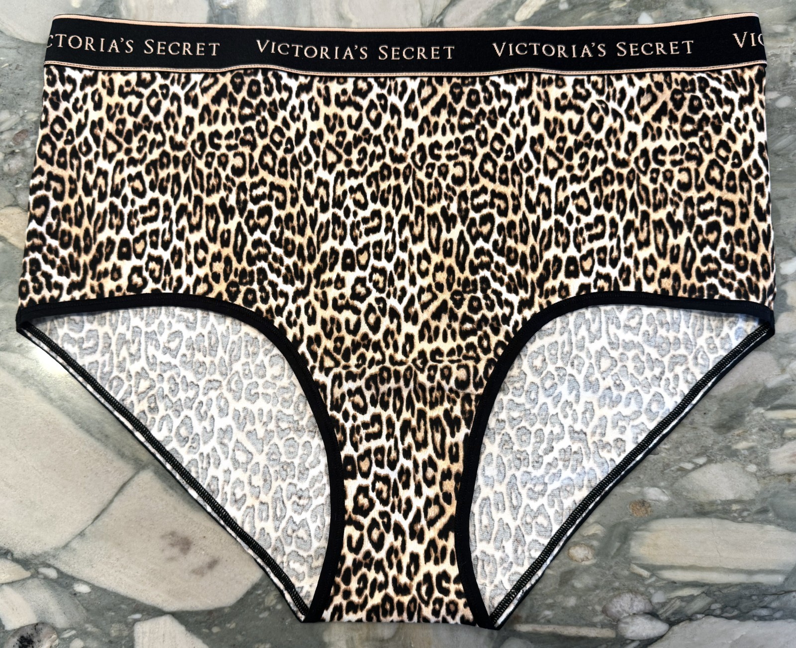 NEW Victoria Secret Logo Modal Cotton High Waist Brief Natural Cheetah XL or XXL