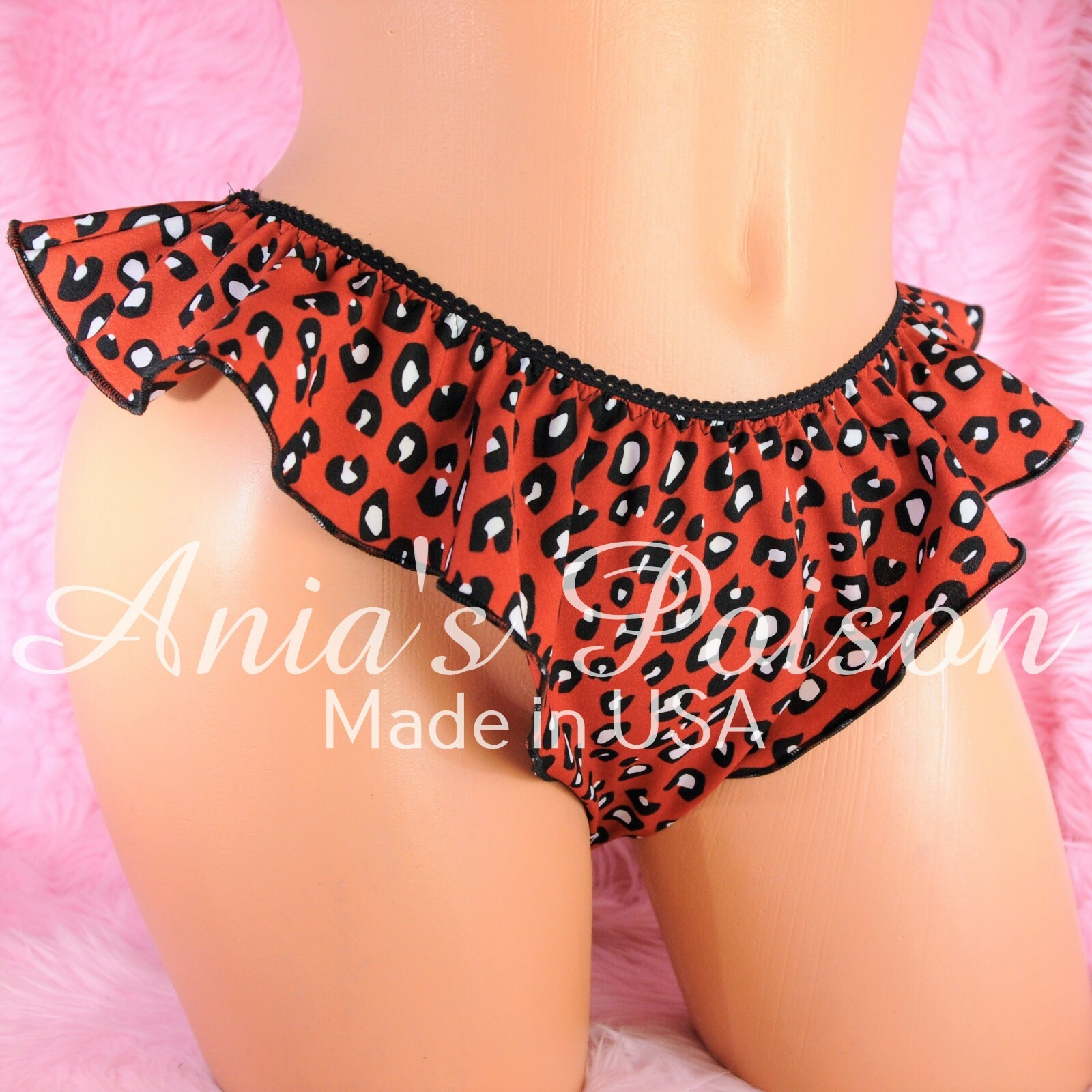 VTG style Brazilian Flutter ladies Animal Leopard print sissy panties sz L/XL
