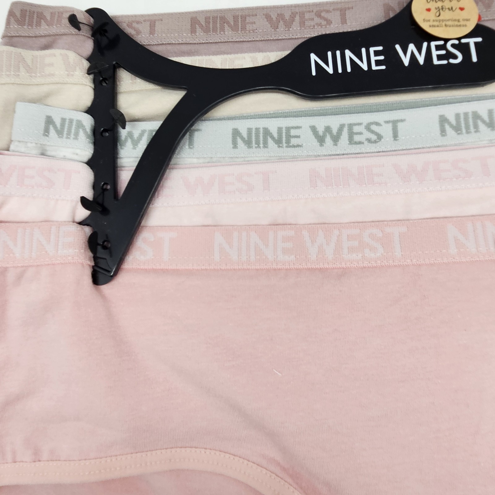 9W NINE WEST 5 Pack Women’s M L XL Cotton Logo Panties Brown Beige Gray Pink