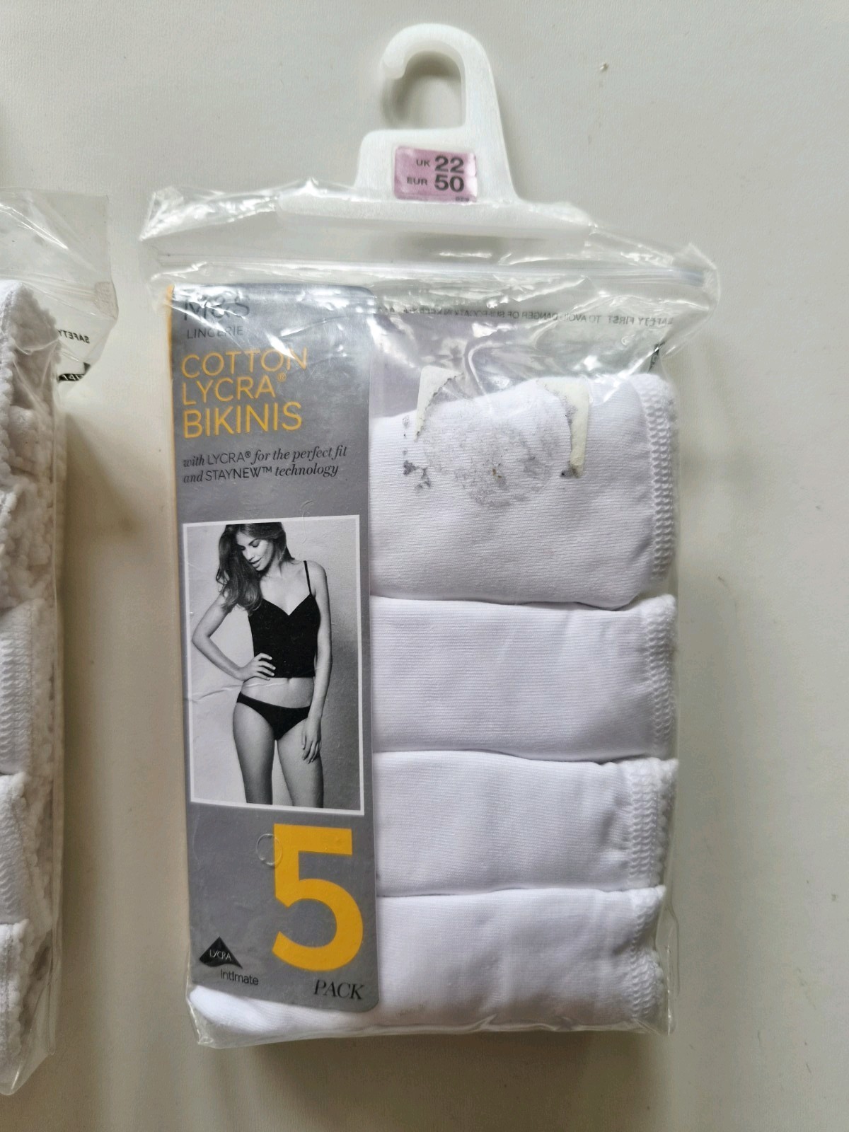 M&S SIZE 22 COTTON BIKINIS KNICKERS WHITE 9 PAIRS NEW MARKS AND SPENCER