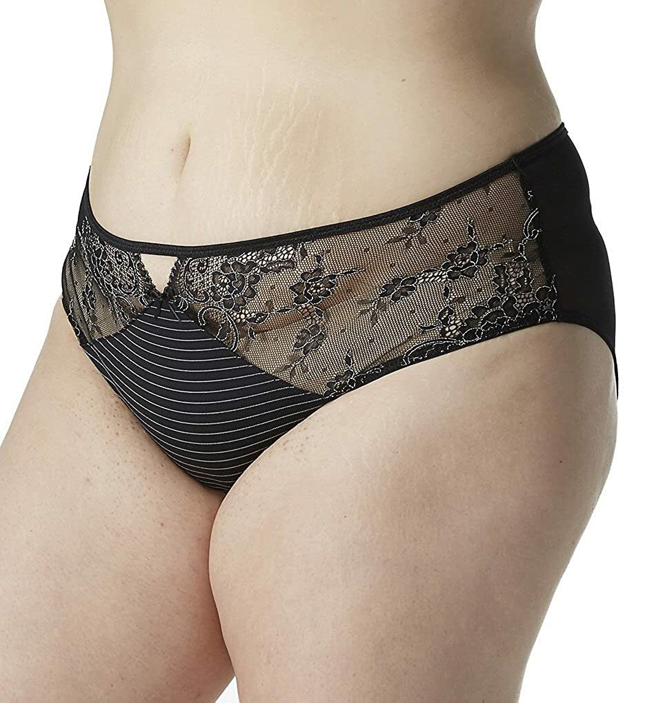 Ashley Graham Basic Hi Cut Plus Size Brief Panty  Black Black 0X