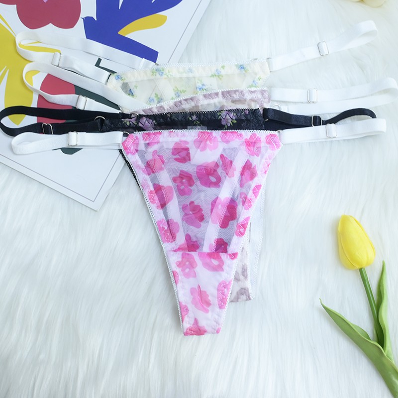 Pack Of 4 Sexy Womens Sheer See Through Panties Underwear String Thongs Lingerie