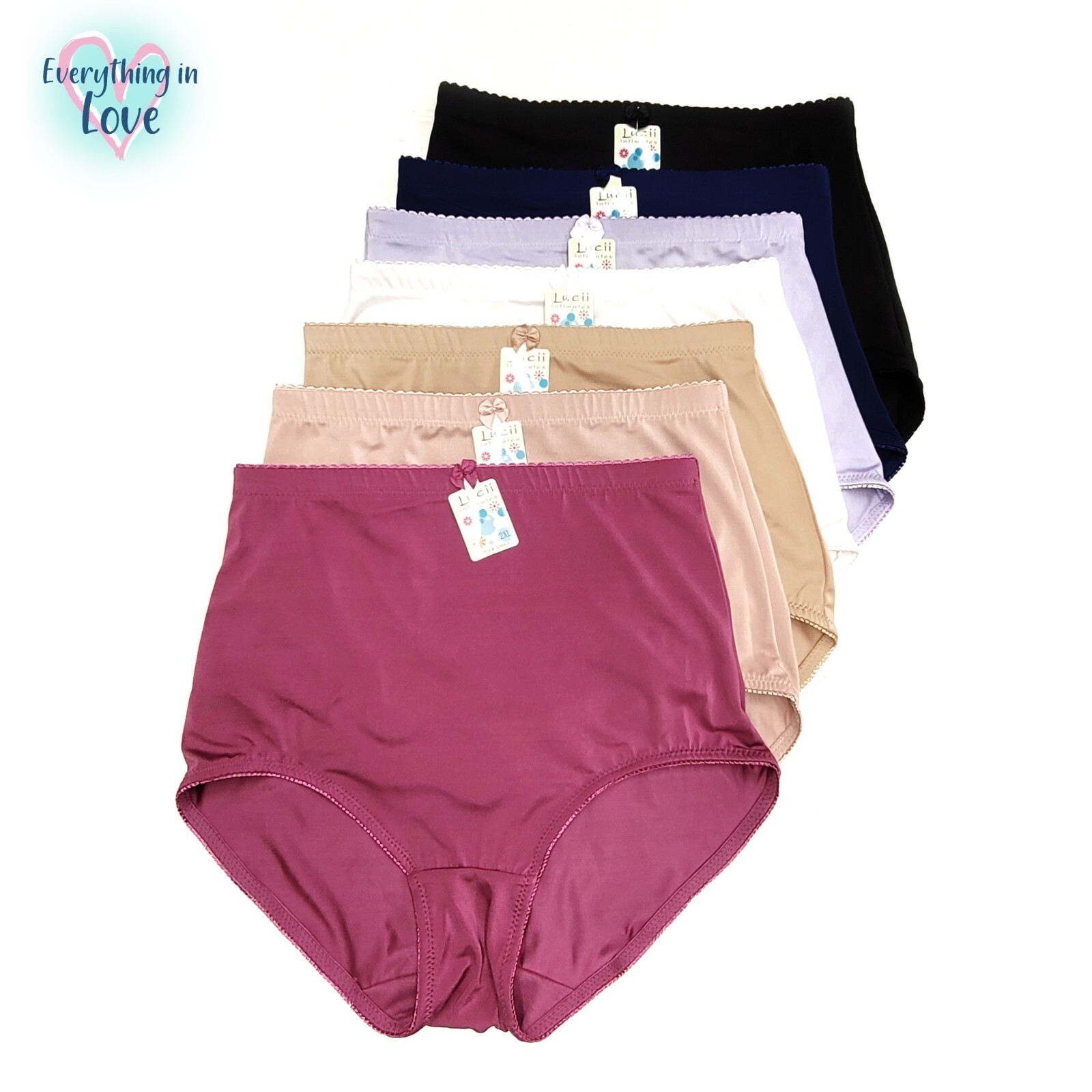 Lucii High Waist Light Tummy Control Full Coverage Satin Brief Girdle Panties