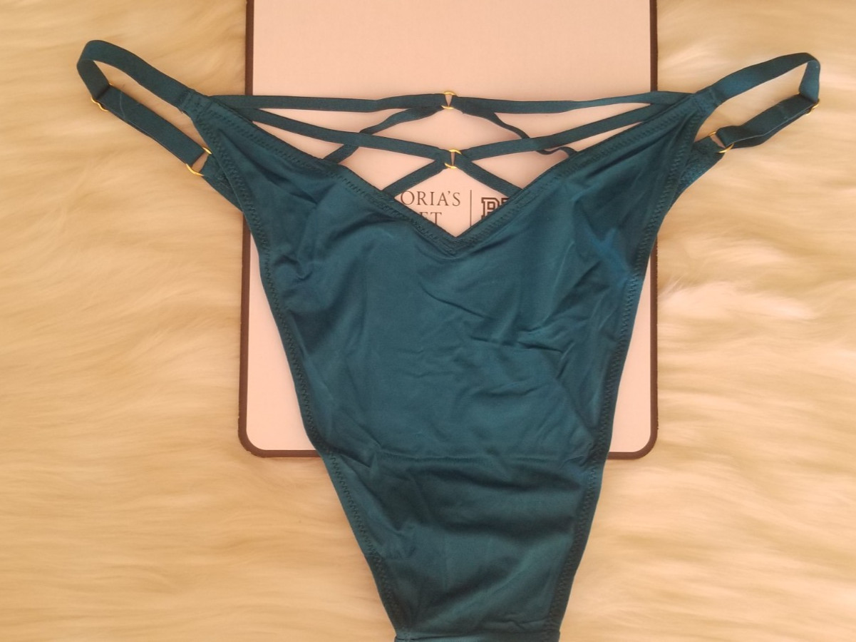VICTORIA’S SECRET SMOOTH STRAPPY BACK ADJUSTABLE BRAZILIAN PANTY LARGE JADE NWT