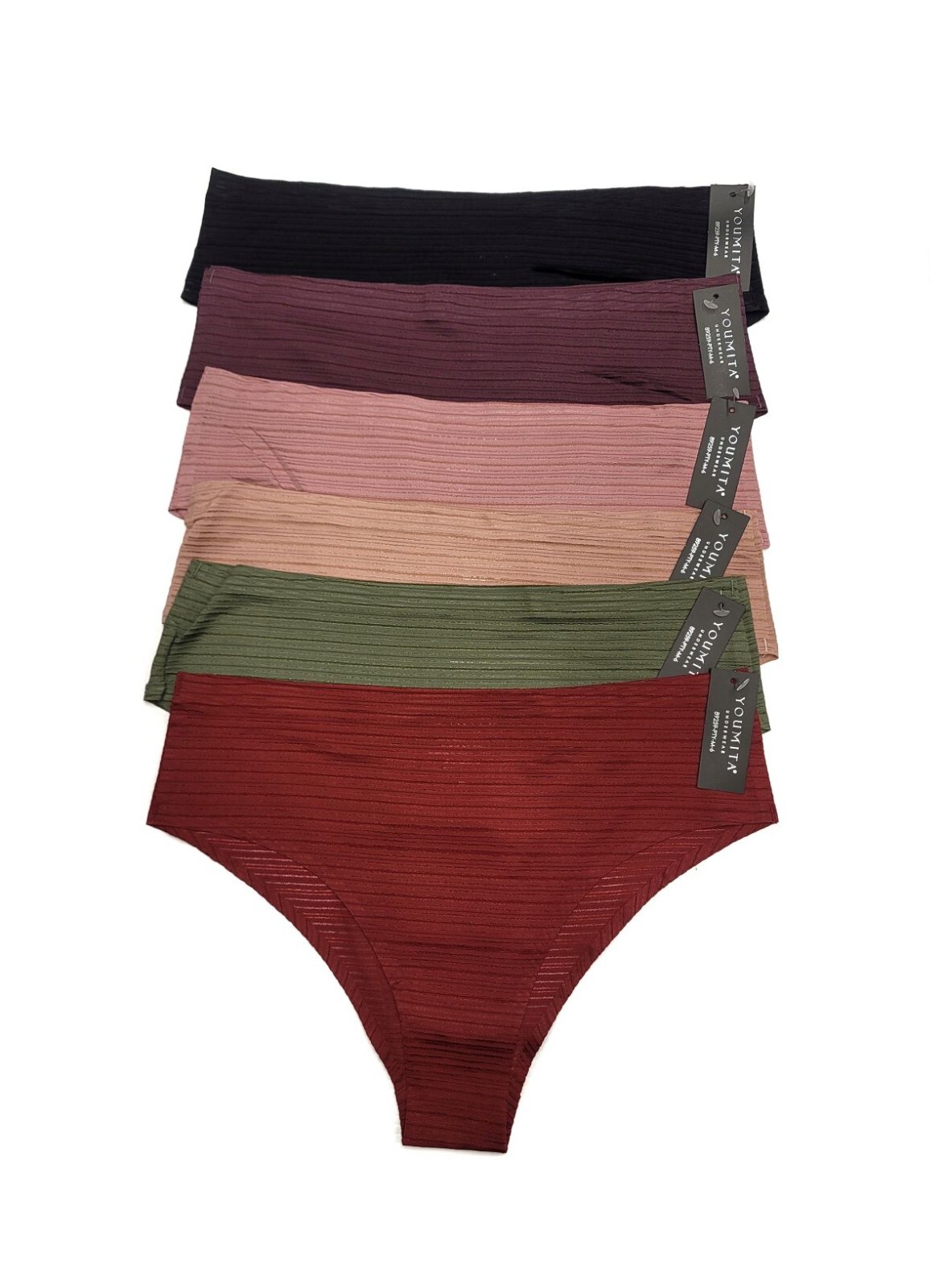 6 Pack Youmita Women’s Invisible No Show Laser Cut Hipster Bikini Panties Size M