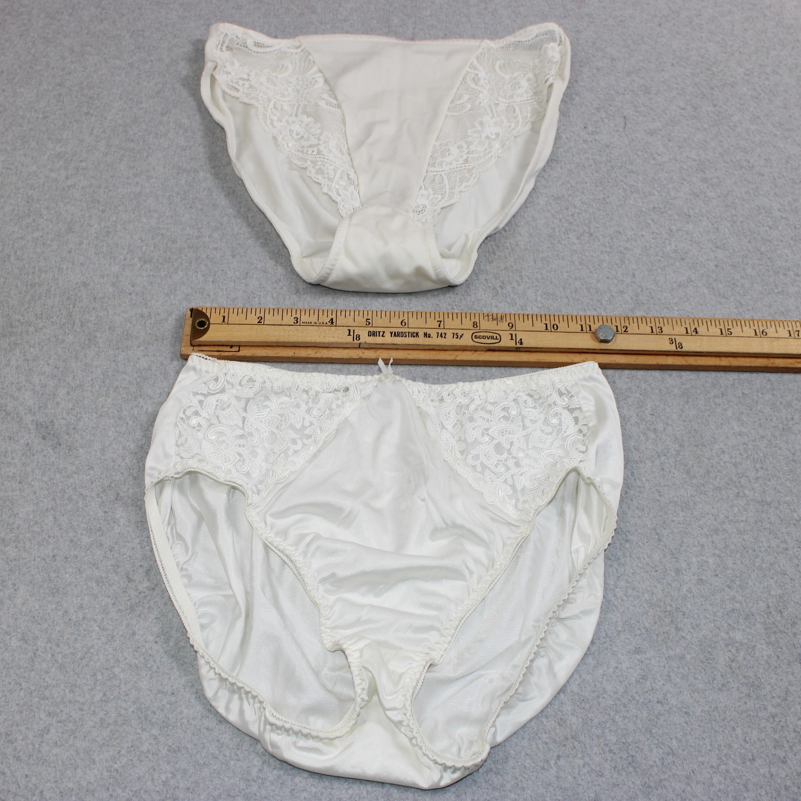 Vintage Natori Wacoal Panties Women Large White Lace High Waist Brief Sheer USA