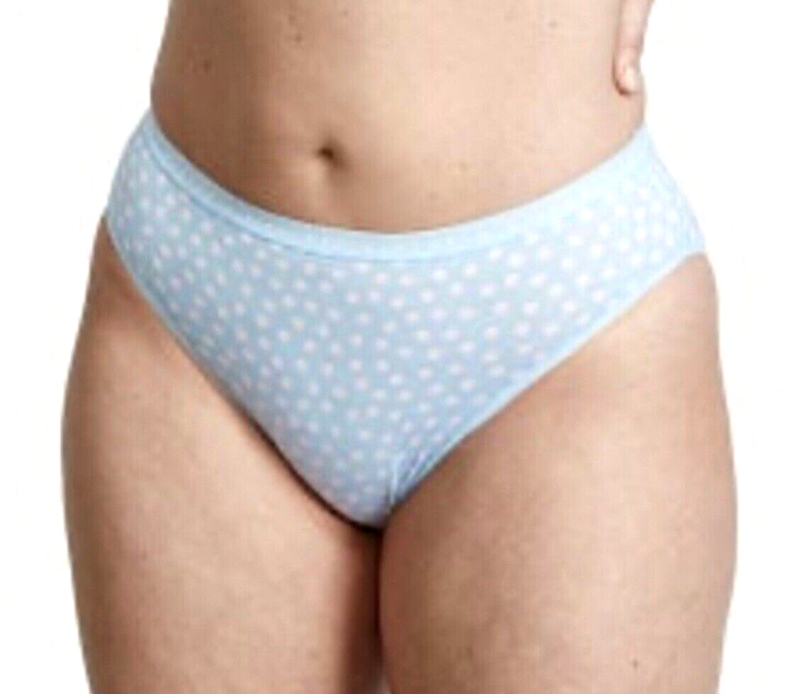 NWT VICTORIA’S SECRET STRETCH COTTON HIGH-LEG BRIEF PANTY BLUE WHITE DOTS SZ XL