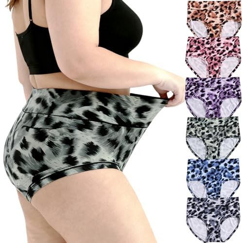 Women’s Leopard Print Panties Plus Size 4X-Large 6 Pack Leopard Print Underwear