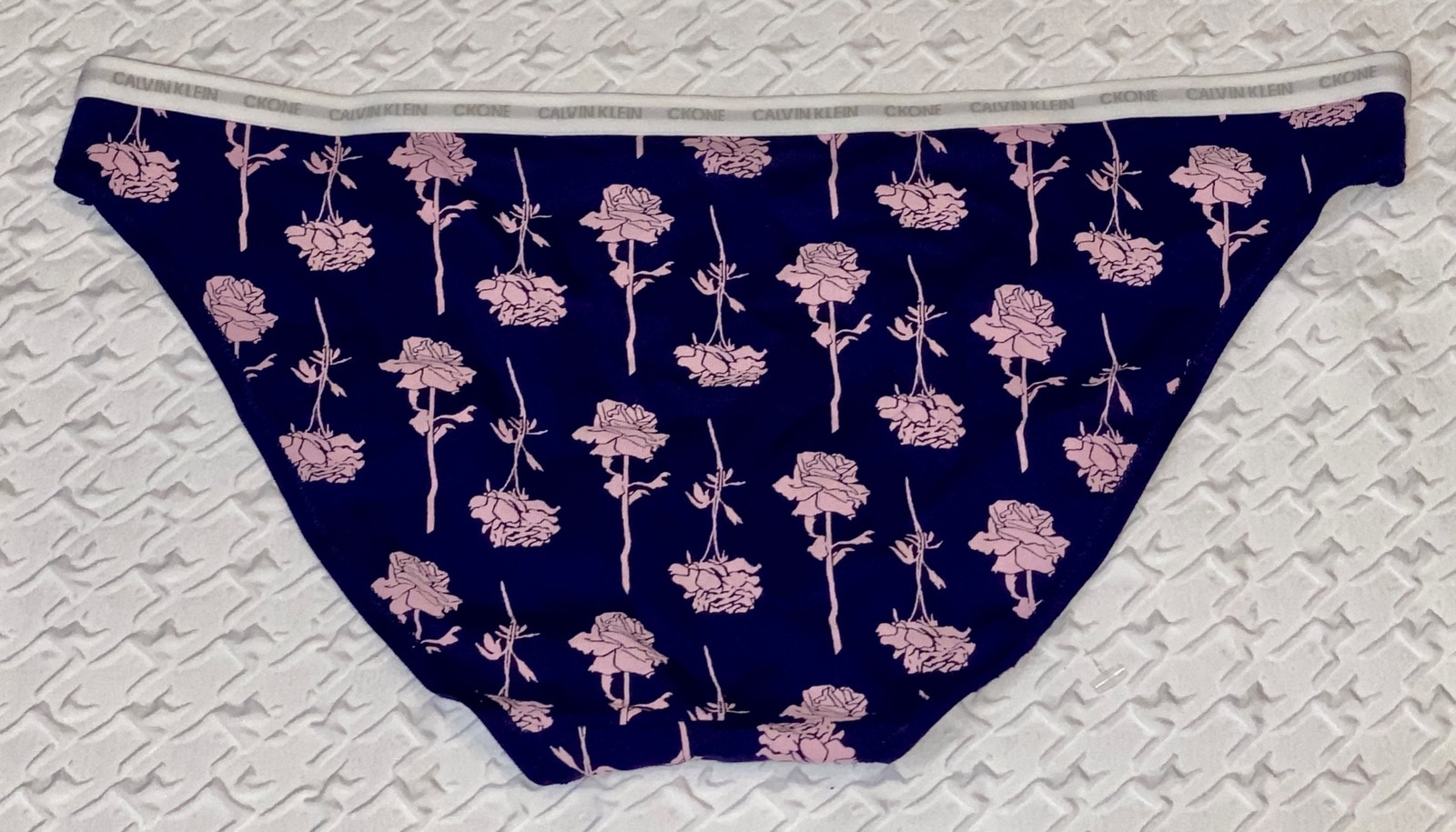 CALVIN KLEIN CK One Cotton Navy Blue Pink Floral Bikini Panty NEW Womens Sz M 6