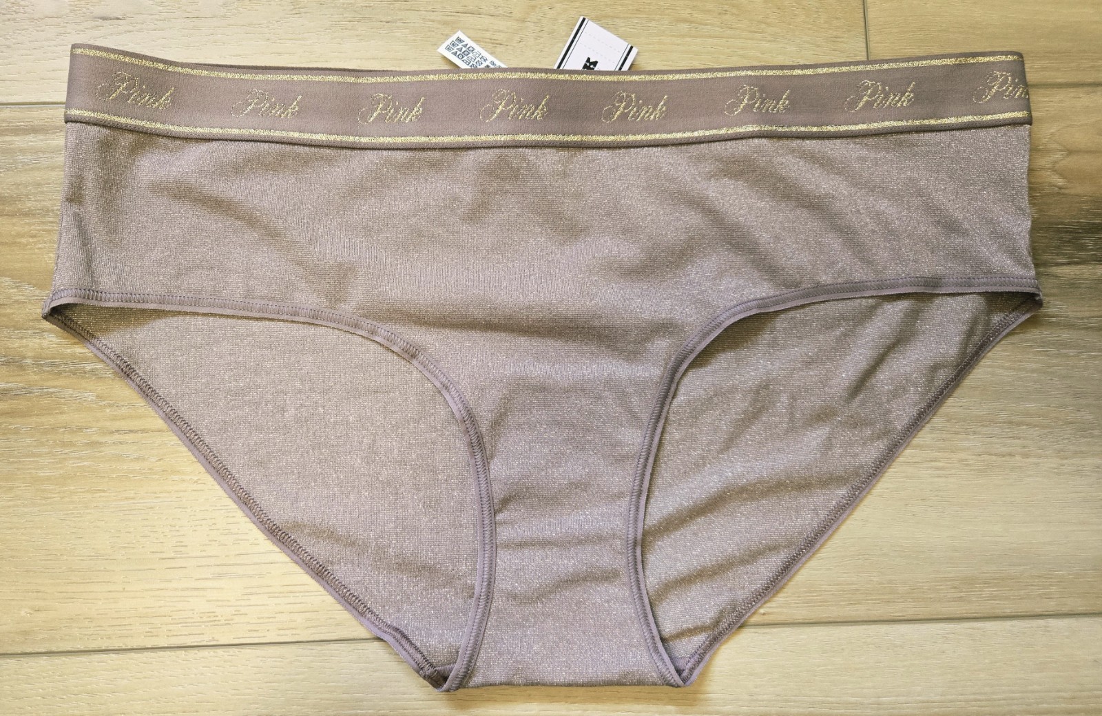 NWT Victoria’s Secret PINK Shimmer Logo Waistband Hiphugger Hipster Panties L