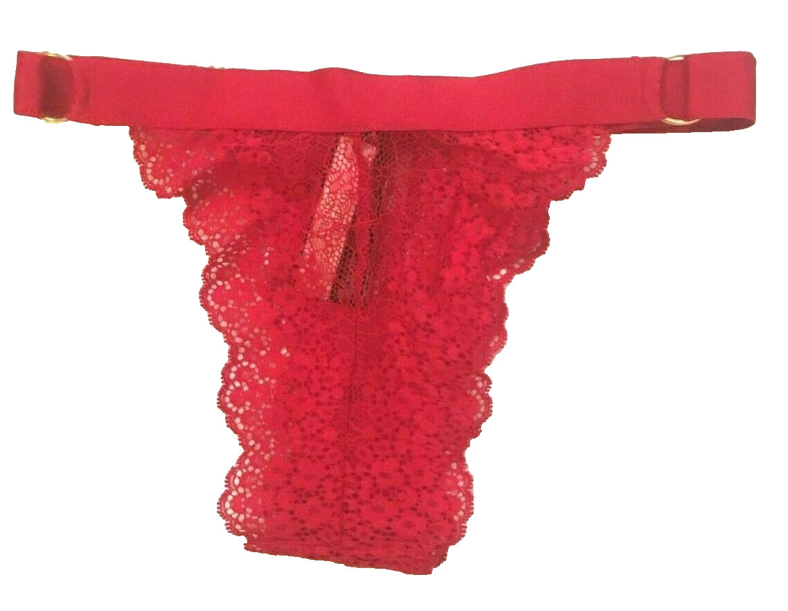 Victorias Secret Lipstick Red Lace Brazilian Panty Size S Very Sexy Adjustable