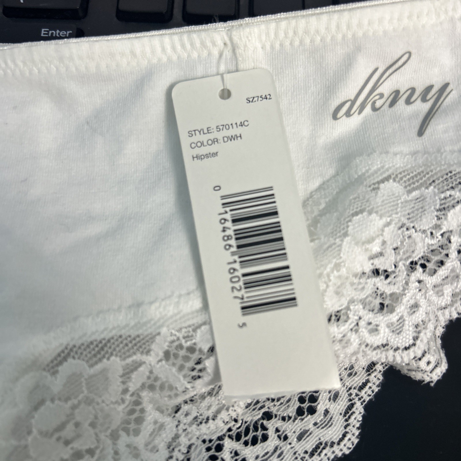 NWT DKNY COTTON ROUCHED BACK HIPSTER PANTIES 570114 1DU White size Small