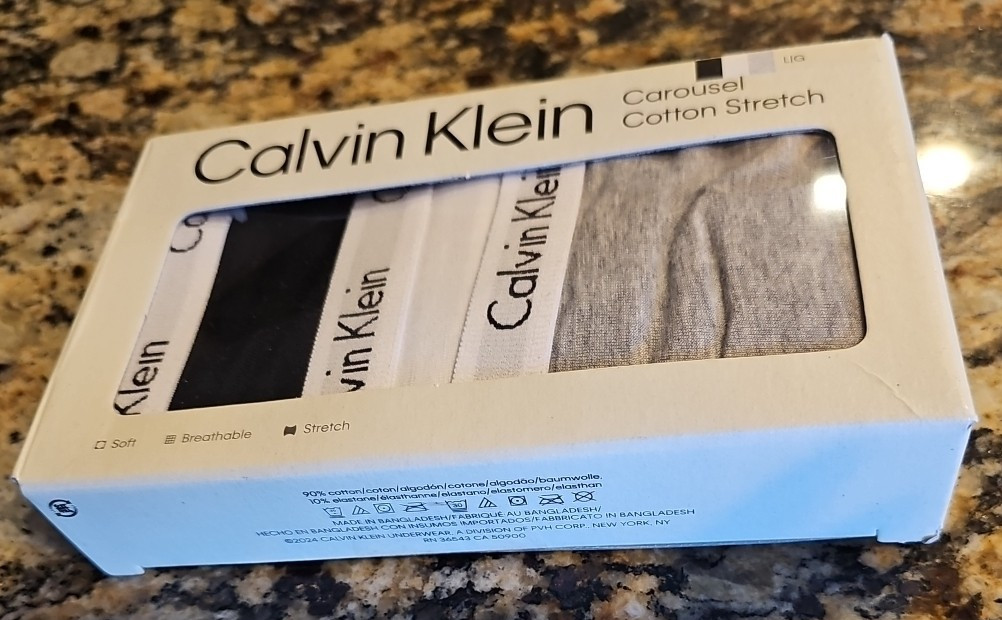 Calvin Klein Womens BIKINI Panties Carousel Cotton Stretch 3-Pack Size LARGE