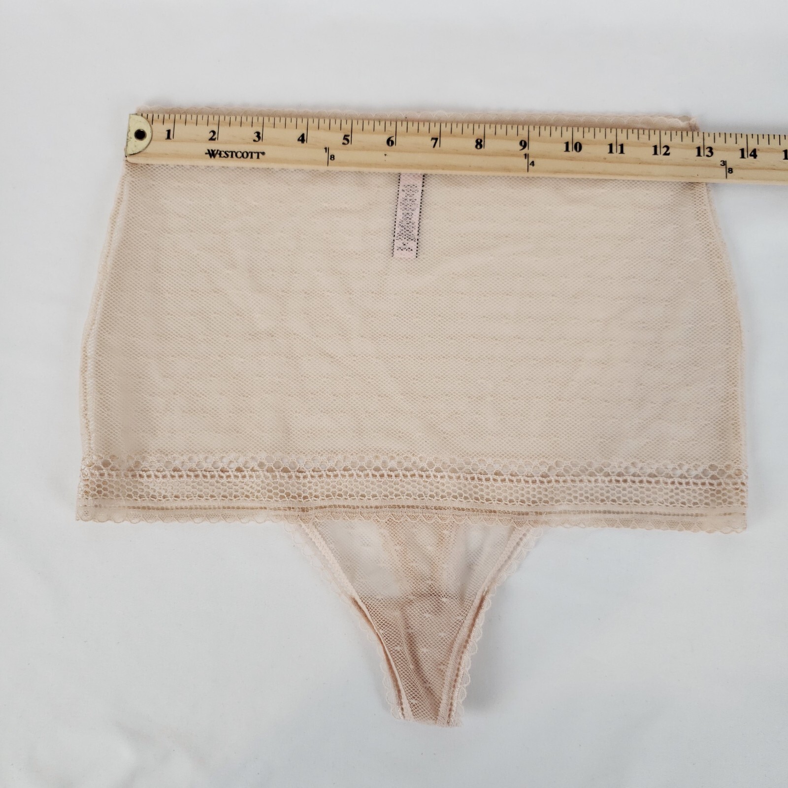 Victorias Secret Incredible High Waist Thong Medium Beige Sheer Mesh