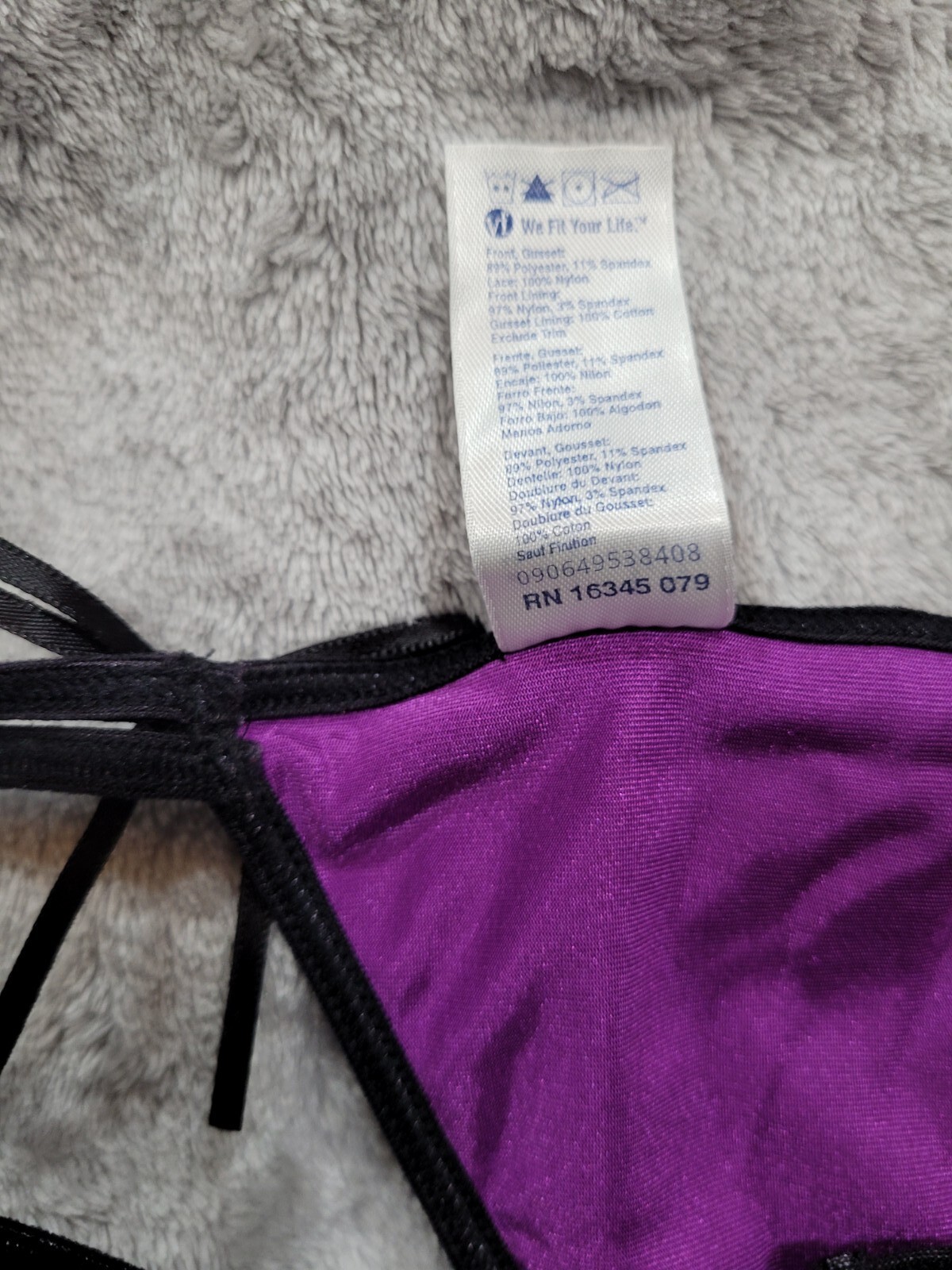 NWOT Vintage Vassarette Purple Black Mesh Double Strap G String Sz 6 Panties HOT