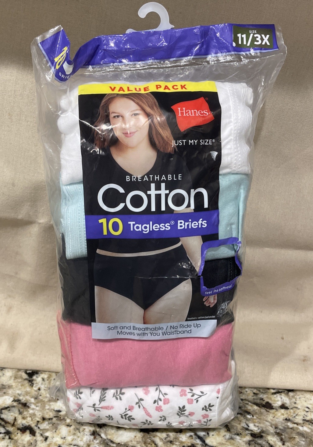 Hanes Just My Size Tagless Briefs 10 Pack Breathable Cotton Size 11(3x) & 12(4x)